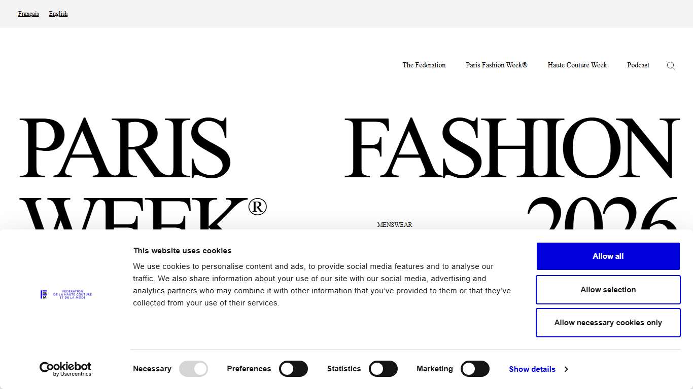 Menswear Fall/Winter 2026-2027 FHCM